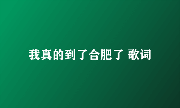 我真的到了合肥了 歌词