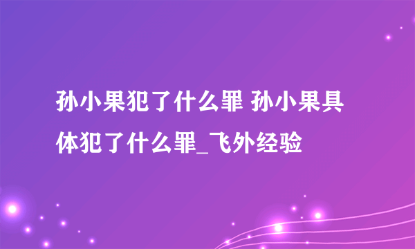 孙小果犯了什么罪 孙小果具体犯了什么罪_飞外经验