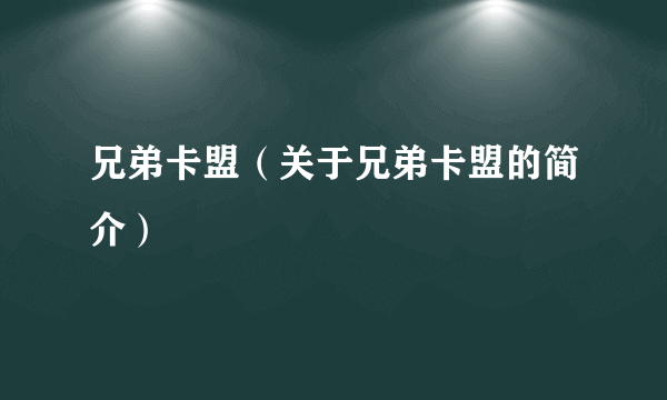 兄弟卡盟（关于兄弟卡盟的简介）