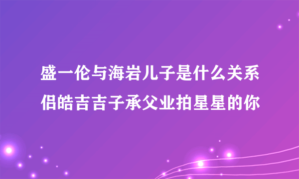 盛一伦与海岩儿子是什么关系侣皓吉吉子承父业拍星星的你