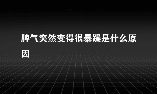 脾气突然变得很暴躁是什么原因