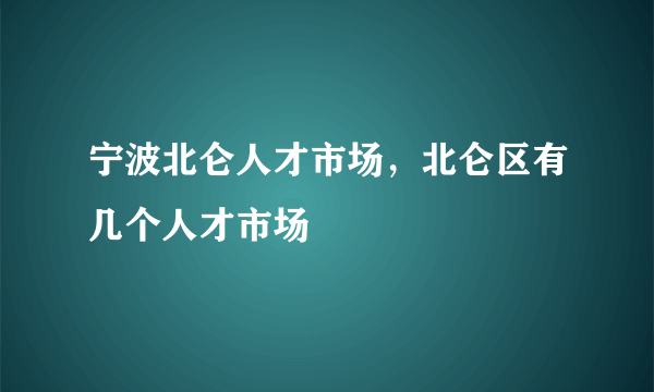 宁波北仑人才市场，北仑区有几个人才市场