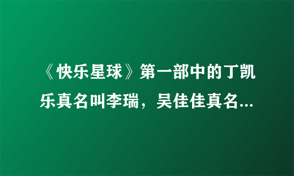 《快乐星球》第一部中的丁凯乐真名叫李瑞，吴佳佳真名叫李雪，他们在现实中是什么关系？