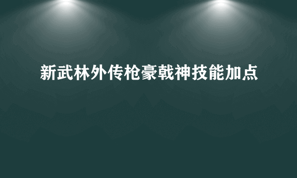 新武林外传枪豪戟神技能加点