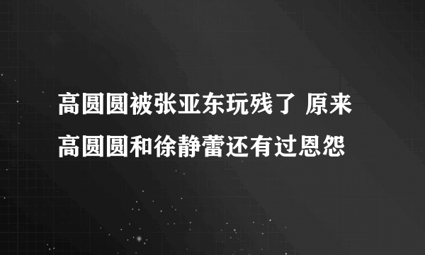 高圆圆被张亚东玩残了 原来高圆圆和徐静蕾还有过恩怨