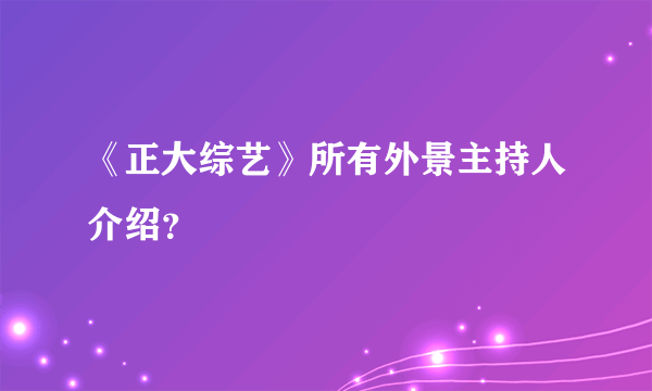 《正大综艺》所有外景主持人介绍？