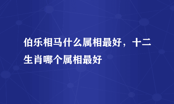 伯乐相马什么属相最好，十二生肖哪个属相最好