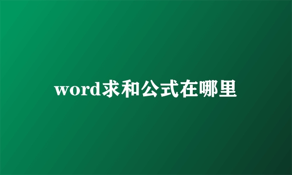 word求和公式在哪里