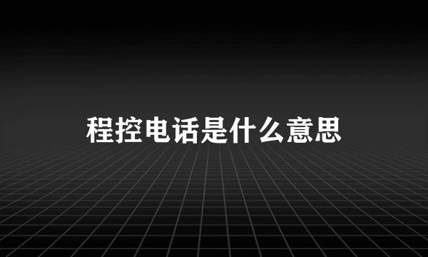 程控电话是什么意思