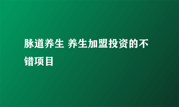 脉道养生 养生加盟投资的不错项目