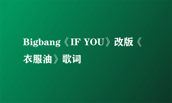 Bigbang《IF YOU》改版《衣服油》歌词