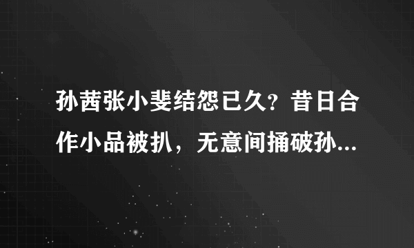 孙茜张小斐结怨已久？昔日合作小品被扒，无意间捅破孙茜真实年龄