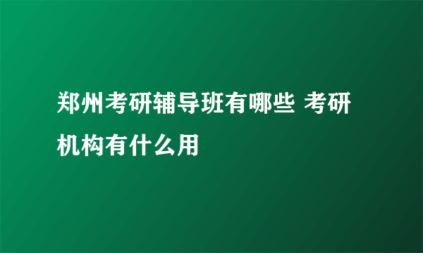 郑州考研辅导班有哪些 考研机构有什么用