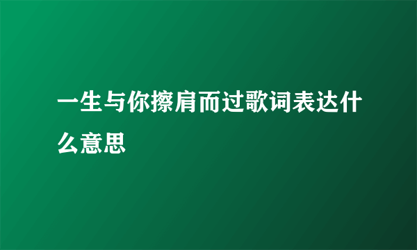 一生与你擦肩而过歌词表达什么意思