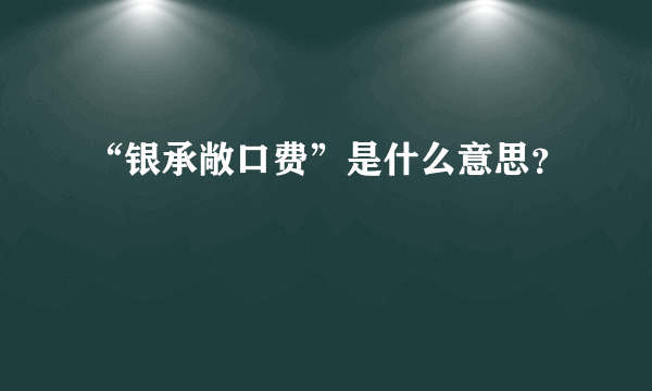 “银承敞口费”是什么意思？