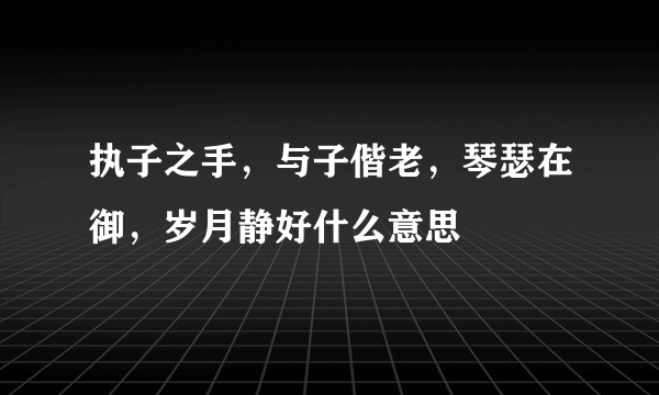 执子之手，与子偕老，琴瑟在御，岁月静好什么意思