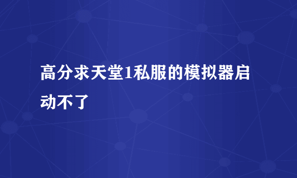 高分求天堂1私服的模拟器启动不了