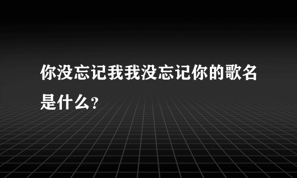 你没忘记我我没忘记你的歌名是什么？