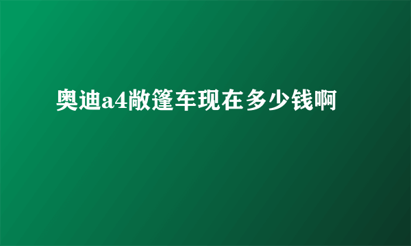 奥迪a4敞篷车现在多少钱啊