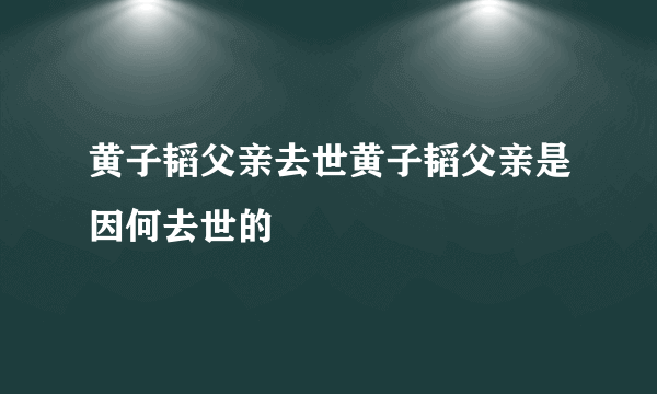 黄子韬父亲去世黄子韬父亲是因何去世的