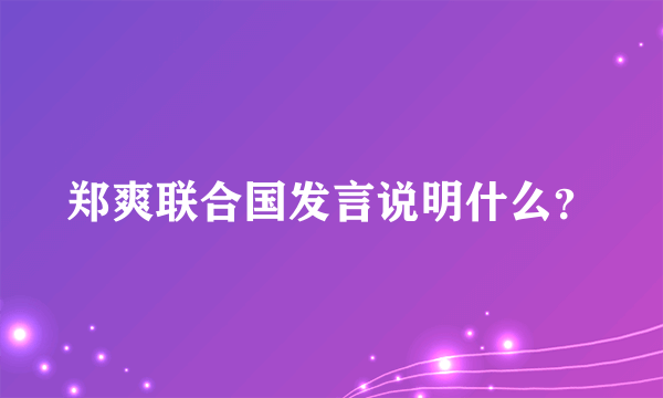 郑爽联合国发言说明什么？