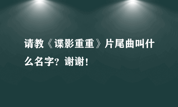 请教《谍影重重》片尾曲叫什么名字？谢谢！