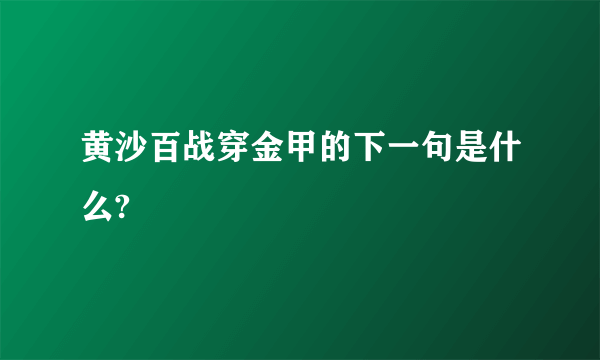 黄沙百战穿金甲的下一句是什么?