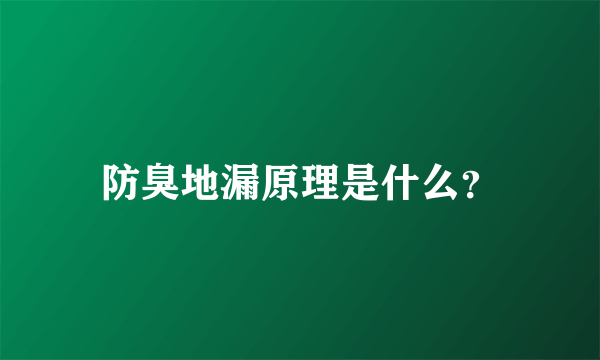 防臭地漏原理是什么？