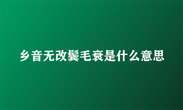 乡音无改鬓毛衰是什么意思