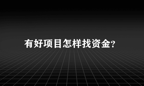 有好项目怎样找资金？