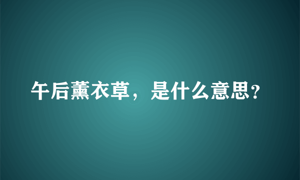 午后薰衣草，是什么意思？