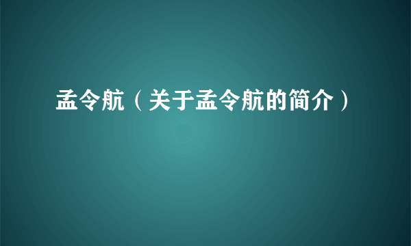 孟令航（关于孟令航的简介）