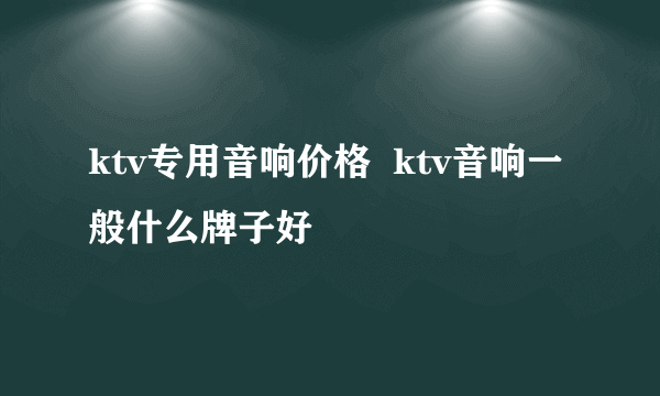 ktv专用音响价格  ktv音响一般什么牌子好