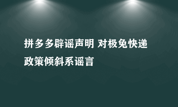 拼多多辟谣声明 对极兔快递政策倾斜系谣言