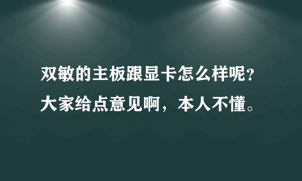 双敏的主板跟显卡怎么样呢？大家给点意见啊，本人不懂。