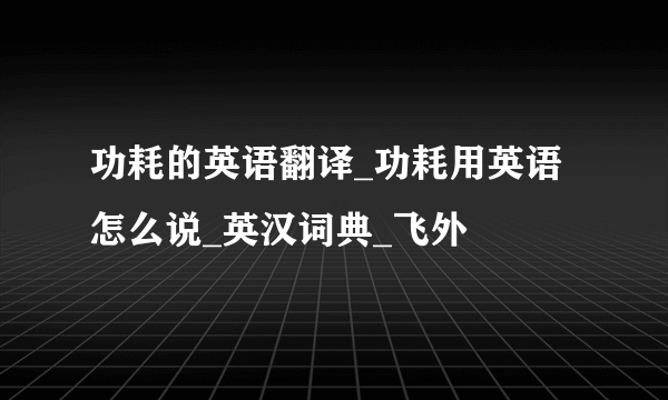 功耗的英语翻译_功耗用英语怎么说_英汉词典_飞外