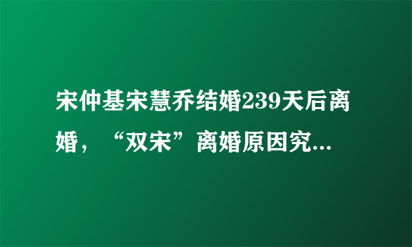 宋仲基宋慧乔结婚239天后离婚，“双宋”离婚原因究竟是什么？