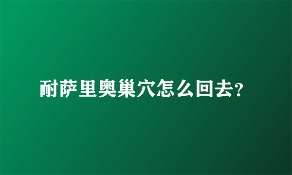 耐萨里奥巢穴怎么回去？