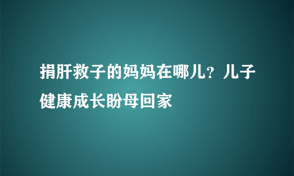 捐肝救子的妈妈在哪儿？儿子健康成长盼母回家