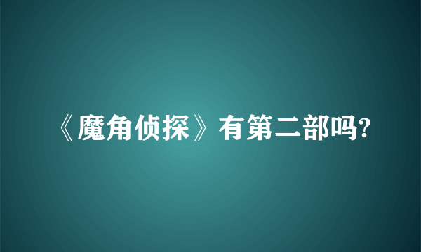 《魔角侦探》有第二部吗?