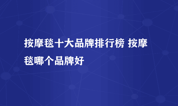 按摩毯十大品牌排行榜 按摩毯哪个品牌好