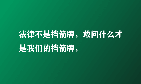 法律不是挡箭牌，敢问什么才是我们的挡箭牌，