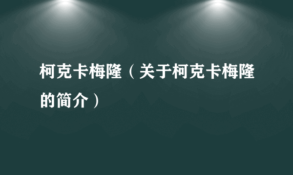 柯克卡梅隆（关于柯克卡梅隆的简介）