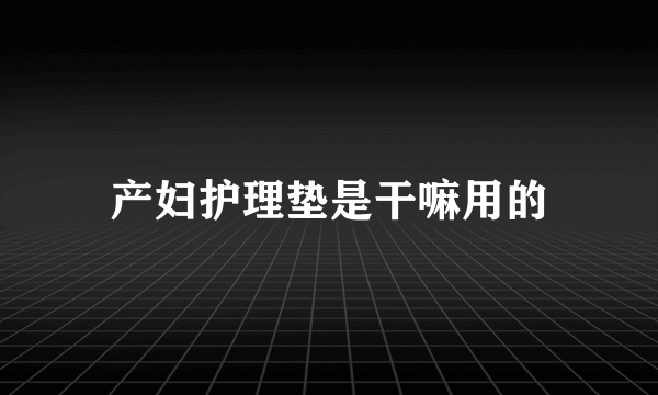 产妇护理垫是干嘛用的