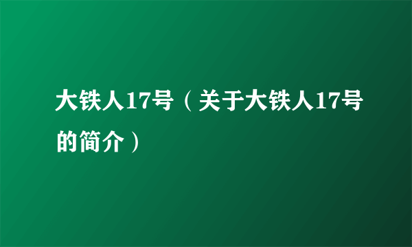 大铁人17号（关于大铁人17号的简介）