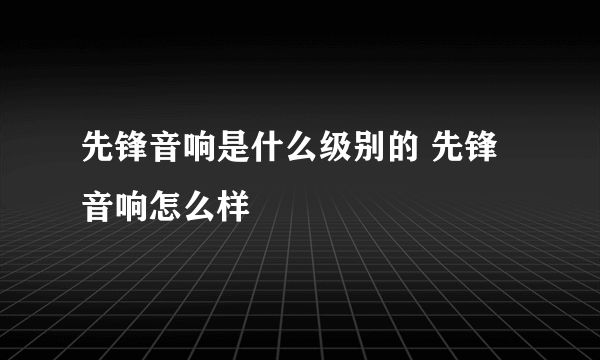 先锋音响是什么级别的 先锋音响怎么样