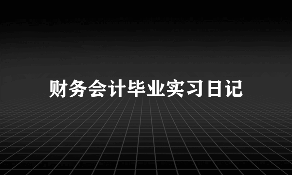 财务会计毕业实习日记