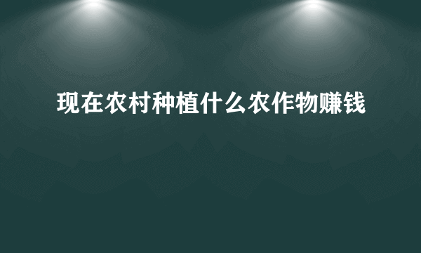 现在农村种植什么农作物赚钱