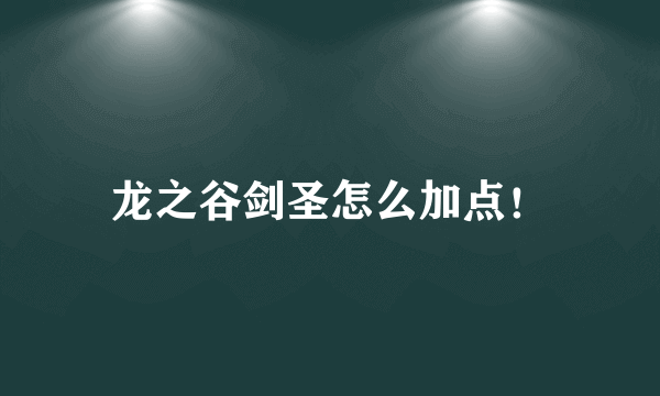 龙之谷剑圣怎么加点！