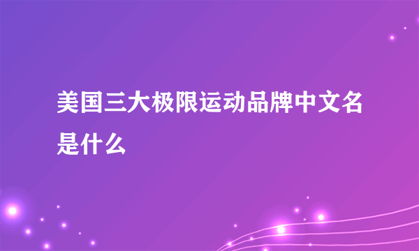 美国三大极限运动品牌中文名是什么